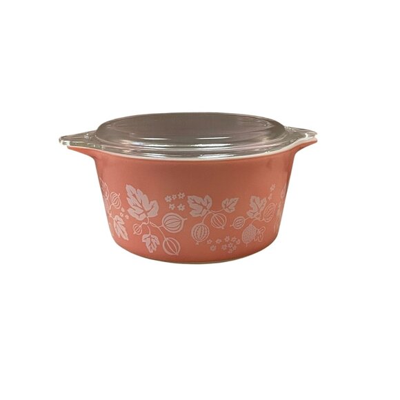 Pyrex Cinderella Casserole Dish with Lid Used Pink Gooseberry Round 473 1 QT 36 - Picture 4 of 16